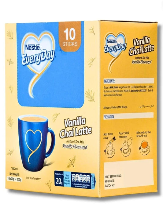 Nestlé Everyday Vanilla Chai Latte – 10 Sachets | Smooth & Creamy Instant Tea
