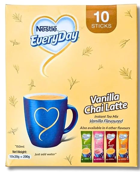 Nestlé Everyday Vanilla Chai Latte – 10 Sachets | Smooth & Creamy Instant Tea