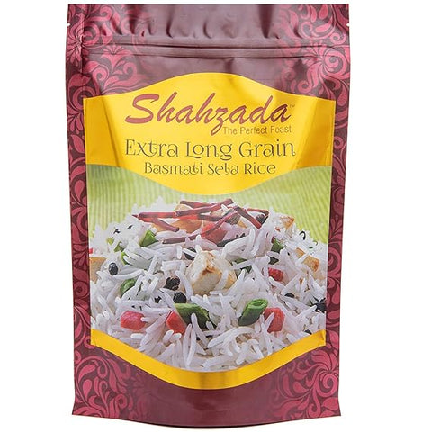 Shahzada Basmati Sela Rice 10 Lbs. Extra Long Grain, Non-Sticky, Non GMO, Vegan, Gluten Free, No Cholesterol, Low Sodium, Zip-Lock Bag, Parboiled