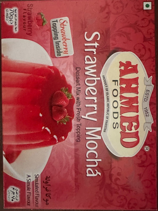 Ahmed Strawberry Mochá Dessert Mix Pudding/Flan Halal – 12-Box Bundle