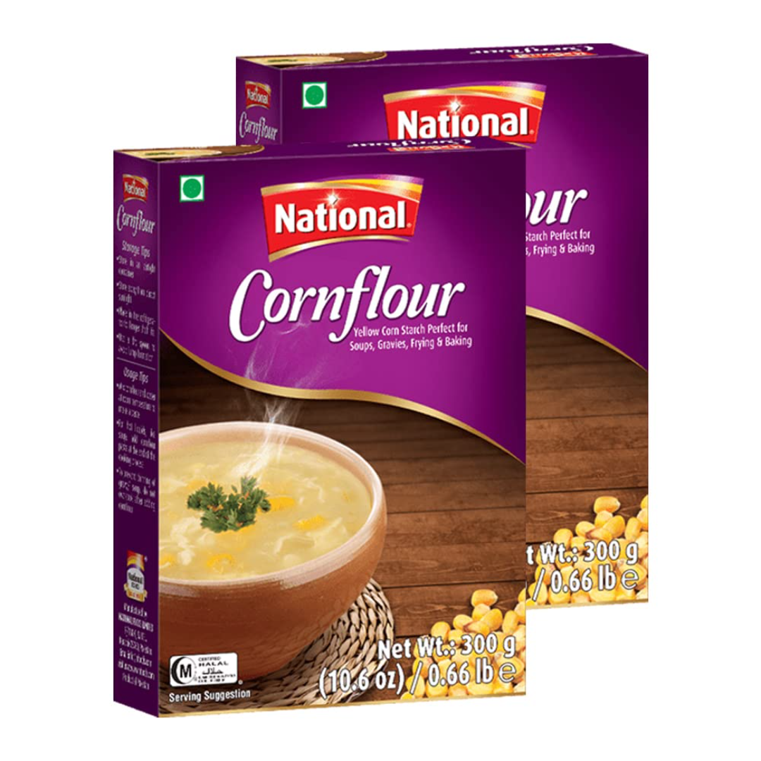 National Foods Corn Flour 10.58 oz (300g) | Corn Starch for Cooking Cakes | Thickening Soups & Gravies | Pack of 2