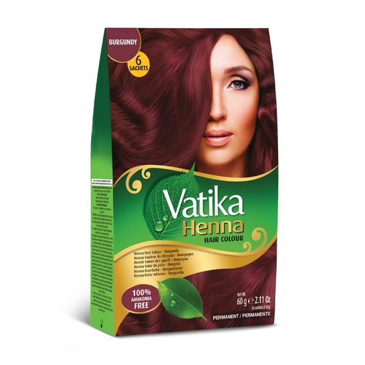 Dabur Henna Hair Color - Burgundy, Henna Hair Dye and Conditioner, 100% Grey Coverage, 6 Sachets (2.11 Ounce Each), Ammonia Free, Semi-Permanent, For Normal Hair, Suitable for Grey Hair