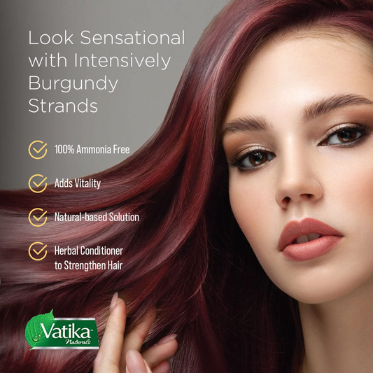 Dabur Henna Hair Color - Burgundy, Henna Hair Dye and Conditioner, 100% Grey Coverage, 6 Sachets (2.11 Ounce Each), Ammonia Free, Semi-Permanent, For Normal Hair, Suitable for Grey Hair