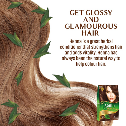 Dabur Vatika Henna Hair Color - Henna Hair Dye, With Beautiful Overtone Conditioner, Zero Ammonia For Natural Strong and Shiny Hair, 100% Grey Coverage, 18 Sachets X 10g (Natural Brown, Pack of 3)