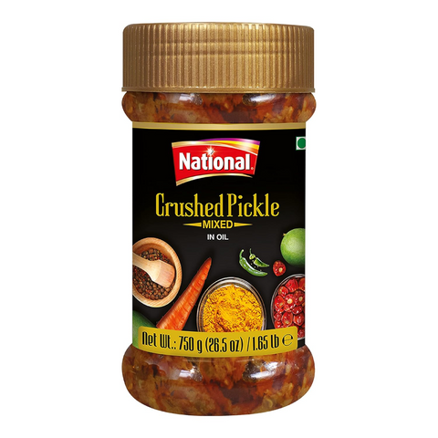 National Foods Crushed Pickle 26.50 oz (750g) Sour & Spicy Traditional South Asian Relish | Zesty & Tangy Achaar | PET Jar