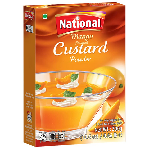 National Foods Custard Powder - Mango 10.58 oz (300g) | Easy to Cook | Sweet & Tasty Treat | Smooth & Creamy | Rich Dessert | Box Pack