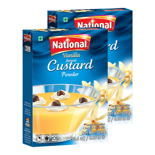 National Foods Custard Powder - Vanilla 10.58 oz (300g) | Easy to Cook | Sweet & Tasty Treat | Smooth & Creamy | Rich Dessert | Pack of 2