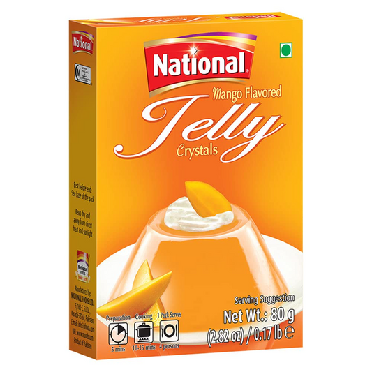 National Foods Jelly Crystal - Mango 2.82 oz (80g) | Quick & Easy Jello | Preservative Free | Sweet & Tasty Treat | Box Pack