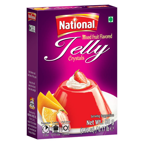 National Foods Jelly Crystal - Mix Fruit 2.82 oz (80g) | Quick & Easy Jello | Preservative Free | Sweet & Tasty Treat | Box Pack