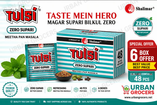 Tulsi Zero Supari Meetha Pan Masala Mouth Freshener (6 Box - 48 pcs) Free Ship