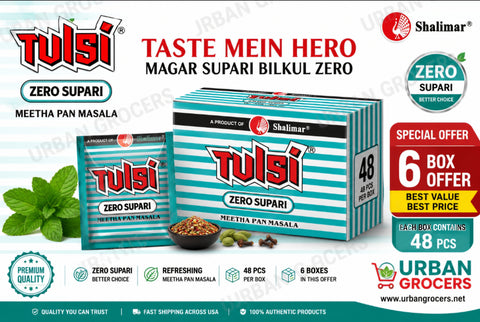 Tulsi Zero Supari Meetha Pan Masala Mouth Freshener (6 Box - 48 pcs) Free Ship