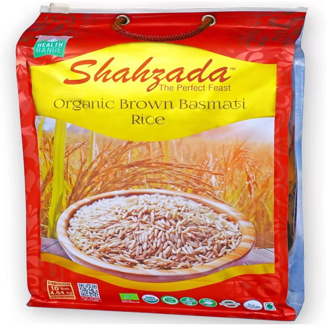Shahzada Organic Brown Basmati Rice - 10 lb Pack (USA Fast Shipping)
