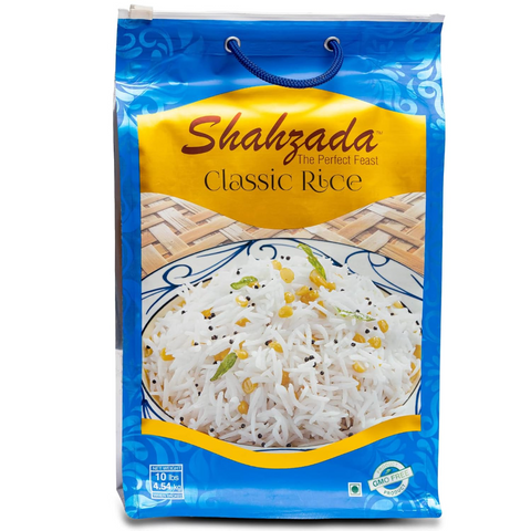 Shahzada White Classic Rice 10 lbs - Great for Daily Use, Aged, Aromatic, Flavorful & Slender, Non GMO, Quick Cooking, Everyday Rice - Zip-Lock Bag