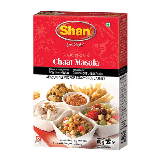 Shan Chaat Masala Powder (100g) - Tangy Indian Spice Mix for Snacks, Salads, & Street Food Seasoning - All-Natural, No Preservatives - Airtight Packaging for Freshness - Perfect for Garnishing Fruits