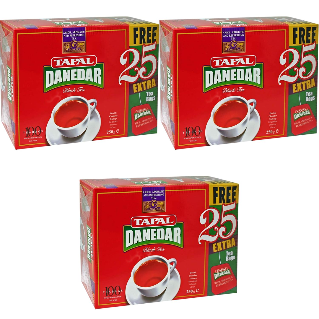 Tapal Danedar Tea Bags : Special Pack : 125 TEA Bags (100 TEA Bags+ 25 Extra TEA Bags) 250 G Pack of 3