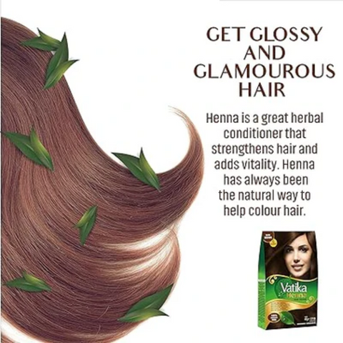 Dabur Henna Hair Color - Dark Brown, Henna Hair Dye and Conditioner, Ammonia Free, 100% Grey Coverage, 6 Sachets X 10g