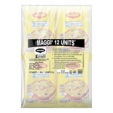 Maggi 2 Minutes Noodles Masala, 70 grams pack (2.46 oz)- 12 pack - Made in India