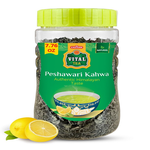 Peshawari Kahwa Tea- Jar of 220g, Flavourful Taste of Green Tea and Loose Leaf Tea, Freshly and Carefully Packed with Heritage Taste of Peshawari Kahwa, Aromatic Green Tea Loose Leaf