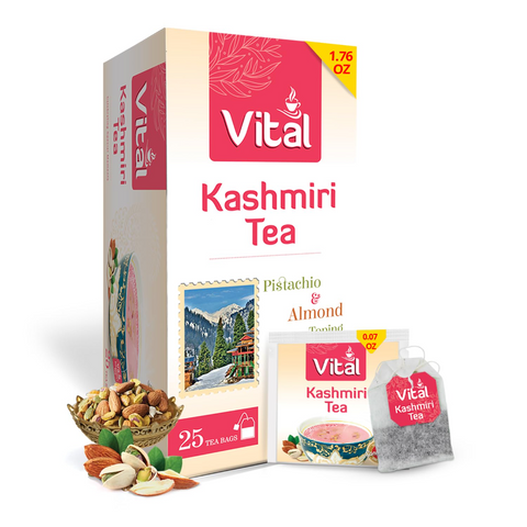 Kashmiri Tea - Count of 25 Green Tea Bags, Flavourful Taste of Green Tea, Freshly and Carefully Packed with Original Taste of Kashmiri Chai, Aromatic & Soothing Tea Beverages by Vital Products