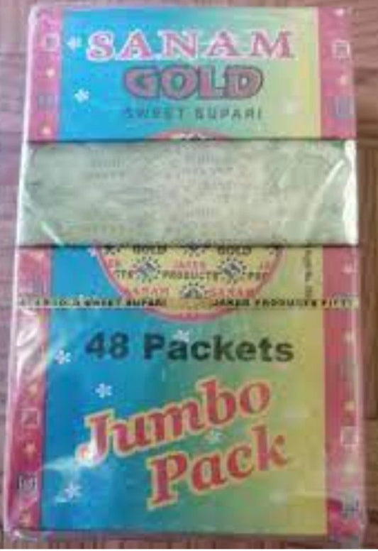 Sanam Gold Sweet Supari Original – 6 Boxes (288 Pouches, 48 Pcs Per Box) New Stock