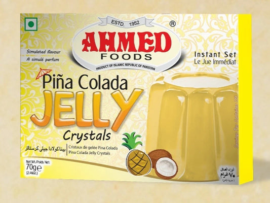 Ahmed Pina Colada Jelly Crystals – Halal Instant Jello Dessert Mix (70g, 12 Packs)