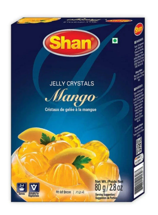 Shan Mango Jelly Crystals – Halal Instant Jello Dessert Mix (70g, 12 Packs)