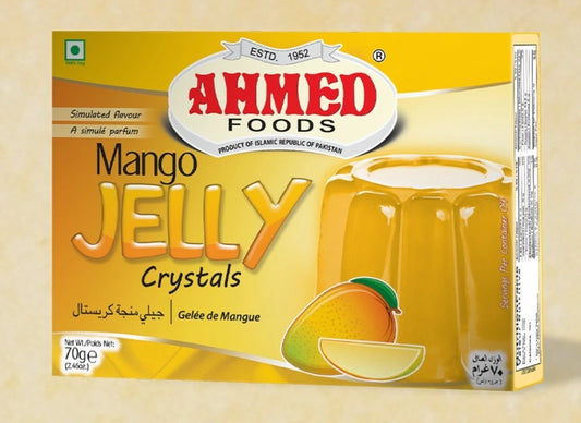 Ahmed Mango Jelly Crystals – Halal Instant Jello Dessert Mix (70g, 12 Packs)