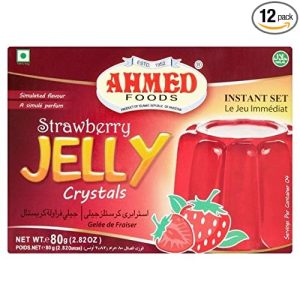 AHMED Halal Jello Vegetarian Crystal Jelly, Strawberry, 85 Gram (Pack of 12) (Packaging may vary)