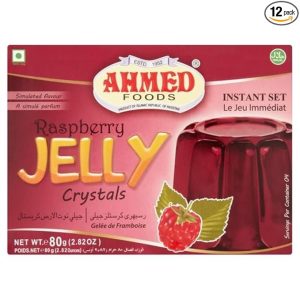 AHMED Halal Jello Vegetarian Crystal Jelly, Raspberry, 85 Gram (Pack of 12)