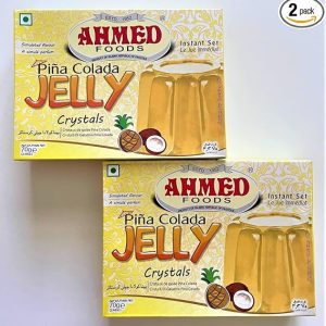 Ahmed Foods PINA COLADA Jelly Crystals, Instant Set Jello 70g ( 12 Packs) - Certified Halal