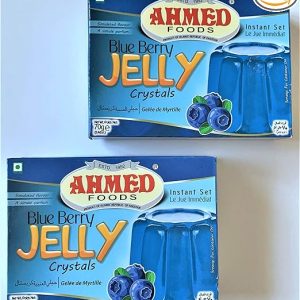 Ahmed Foods Blueberry Jelly Crystal, Instant Set Jello 70g [12 Packs) - Certified Halal